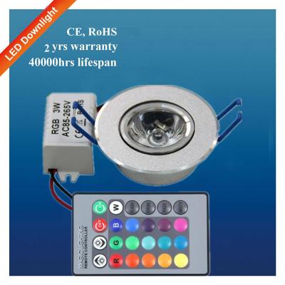 China Aluminum Alloy LED Ceiling Light 3W RGB Change Recessed Lamp Bulb+24 Head Remote Controller for sale