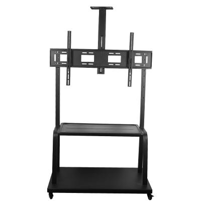 China TV Socket 55-100inch Rolling TV/Monitor Stand Up Mobile Trolley Wheel Mount With Shelf Tray Height Adjustable Tilt Swivel LCD LED Display Floor for sale