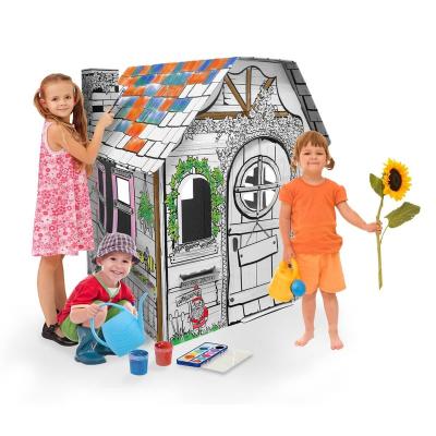 China DIY kids large cardboard garden coloring playhouse 79 x 5.8 x 54.5 (H) cm for sale