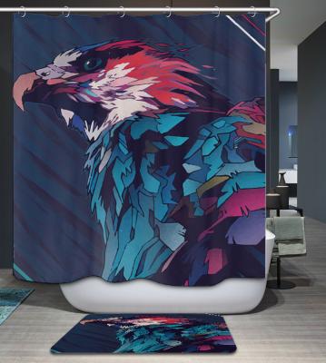 China Sustainable Custom Printed Animal 3d Shower Curtain Set for sale