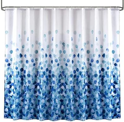 China Sustainable Hot Sale In Stock Designers Floral Shower Curtain Set With 12 Hooks Teal Plant Nature Leaf Shower Curtains for sale