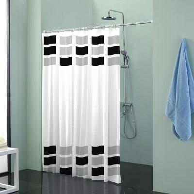 China Viable Wholesale Custom Printed OEM Polyester Waterproof Bath Shower Curtain With Hooks for sale