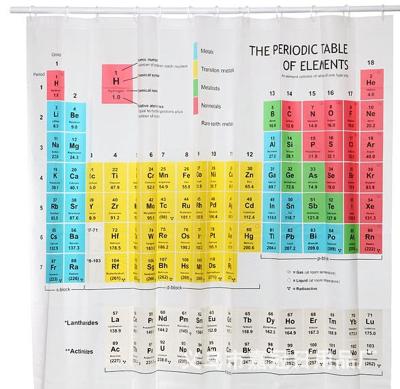 China Sustainable Custom Pattern Periodic Table Of The Elements Pattern Polyester Shower Curtains for sale