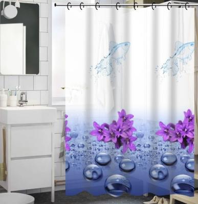 China Sustainable PEVA Bathroom Weighted Modern Shower Curtain Set With 12 Hooks for sale