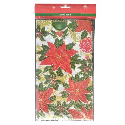 China christmas plastic tablecloth printed table cover for party waterproof tablecloth 137*274 for sale