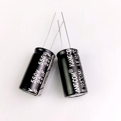 China Electronic Ballasts Super High Voltage Capacitor Silver Lettering On 22UF 550V Black White Aluminum Electrolytic Capacitor for sale