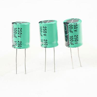 China Consumer Electronics Hot Selling Super Capacitor 100UF/250V LED Lighting Applications Aluminum Electrolytic Capacitors for sale