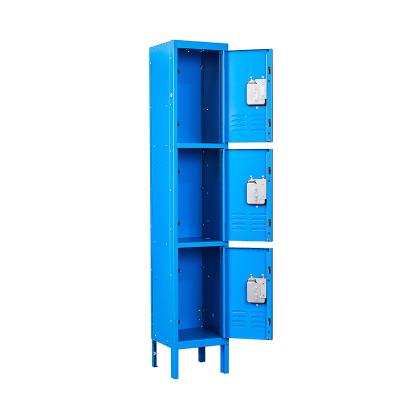 China 3 Door Steel Locker 3 Compartment Metal Lockers Cold Rolled Steel Storage Uniform Manufacturing for sale