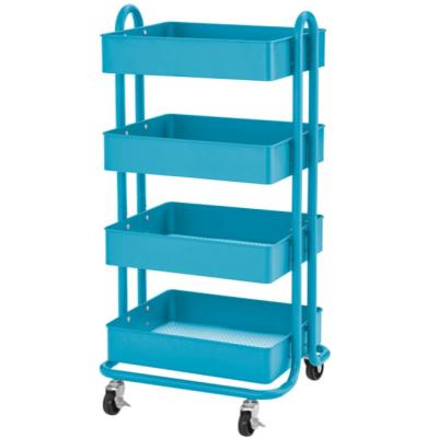 China Storage 4 tier metal trolley 4 tier rolling cart 4 tier storage cart kereta service dorong for sale