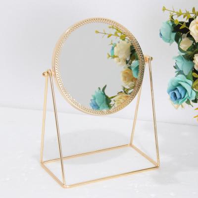 China 2021 New Hot Selling Gold Round Desktop Mirror Makeup Mirror for sale