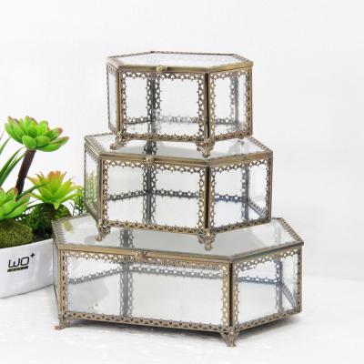 China Costmtic Dressing Table and Candy Medium Size Jewelry Box Jewelry Makeup Storage Collection Glass Box for sale