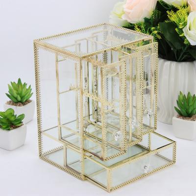 China Dressing Table Metal Necklace Jewelry Rack Jewelry Display Tree Stand With Jewelry Tray for sale