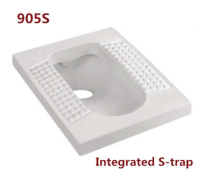 China Sanitary Ware Integrated S-trap Porcelain Squat pan Bathroom Ceramic Squatting Pan W.C. for sale