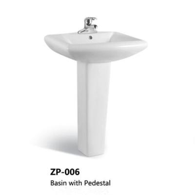 China Fixing to Wall with Back Bathroom Sinks Sanitary Ware Ceramic White Basin with Pedestal for sale