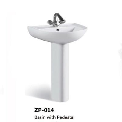 China Fixing to Wall with Back Bathroom Sinks Sanitary Ware Ceramic White Basin with Pedestal for sale