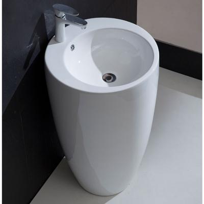 China Fixing to Wall with Back Bathroom Sanitary Ware Ceramic Standing Pedestal Sinks Wash Basin for sale