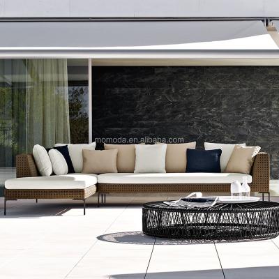 China Modern High End Outdoor Waterproof PE Rattan Patio Yard Patio Beach Anti-UV Garden Sectional Sofa for sale