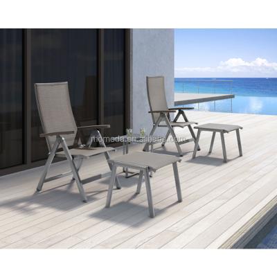 China Weather Outdoor Furniture Mesh Recliner Quick Dry Aluminum Patio Table Chair Set Pool Beach Green House Furniture for sale