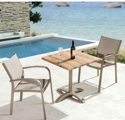 China Luxury Modern Aluminum Outdoor Furniture Mesh Hotel Pool Side Cafe Patio Garden Physical Club 3 Channels Table Chair Set for sale