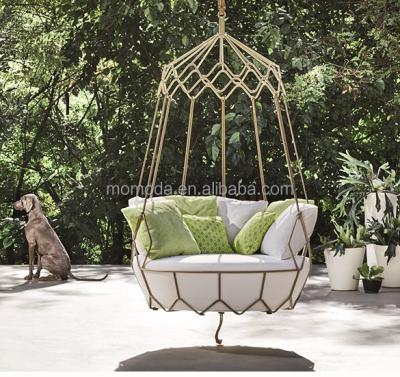 China Weather Resistant Aluminum Rope Hanging Garden Swing Chair Outdoor Durable Swing Chair for sale