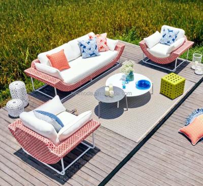 China Hot sale wicker outdoor rattan rope wicker sofa set modern leisure sofa garden patio furniture for sale