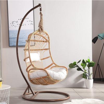 China Weather Resistant Modern Outdoor Garden Furniture Metal Position Wing Chair PE Rattan Wicker Hanging Single Swing Chair for sale