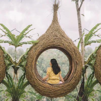 China ANTI-UV Rattan Waterproof Luxury Outdoor Bird's Nest Bali Hanging Swing Chair for sale