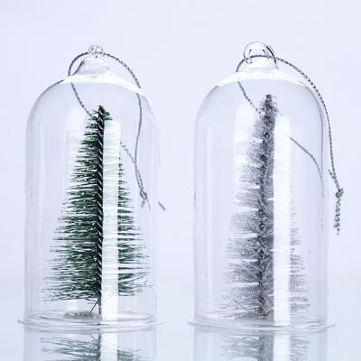 China Europe Small Christmas Tree Hanging Glass Dome Decoration for sale