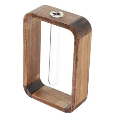 China Europe Glass Tube Vase in Stand Wooden Holder for sale