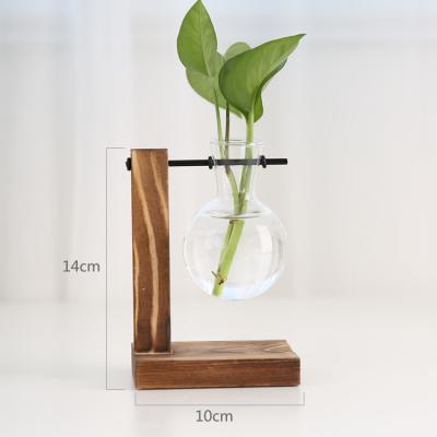 China Europe Creative Hydroponic Plant Vase Wooden Frame Glass Vase for sale