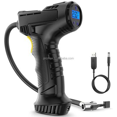 China Car Motorcycle Scooter Bicycle Bike Tire 120PSI Mini Cordless Tire Inflator Pump with LED Light Pressure Gauge for Car Motorcycle Bicycle Tires Balls for sale