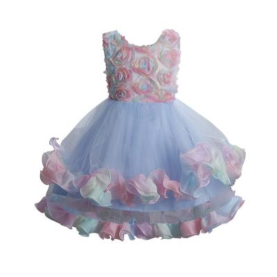 China New Washable Wholesale Sleeveless Beauty Pageant Tulle Flower Floral Dress for sale