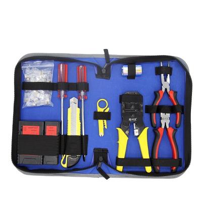 China ABS+electric parts Wholesale Cable Continuity Tester RJ45 Crystal Head Wire Stripper Crimping Toolbox bag NF-1304 for sale