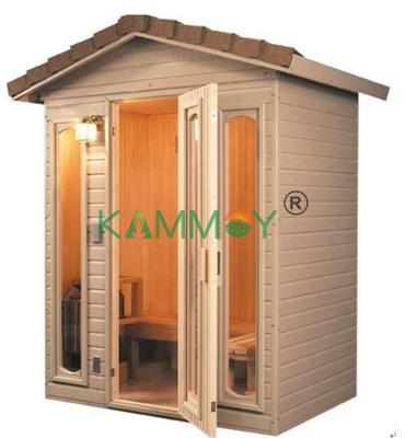 China kammoy Computer Control Panel Customize Outdoor Cedar Sauna Room Sauna Room 4 Person Household Dry Canadian Hemlock Steam Mobile Sauna Cabin for sale