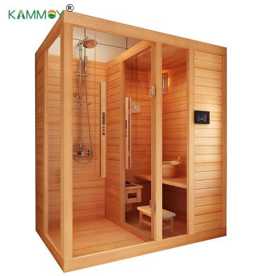 China Far Infrared Wood Spa Tubs Sauna Rooms Tempered Glass Bucket Spoon Stove Sauna Accessories Bath Steam Generator Computer Control Panel Sweat Room for sale