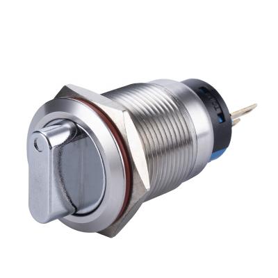 China 304 Stainless Steel 2 Position Metal Rotary Switch 19mm With Matching Connectors Selective Switch 1NO 1NC for sale