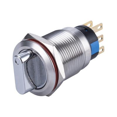 China 304 Stainless Steel 3Position Metal Rotary Switch 22mm With Matching Connectors Selective Switch 2NO 1NC for sale