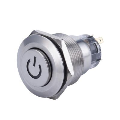 China Metal Push Button Switch Brass Nickel Plated High Main Power 22mm Led Waterproof Momentary Push Button 12V Switches 5 Terminals for sale