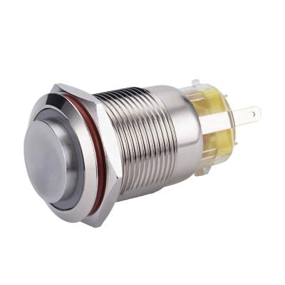 China 19mm Nickel Plated Brass Ring Led Metal Push Button High Main Momentary Push Button Switch Waterproof for sale