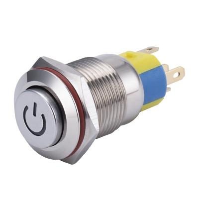 China 16mm Head Metal Push Button Switch Silver CE High Power Led Reset 5Pins Red White Yellow Momentary Button Switches for sale