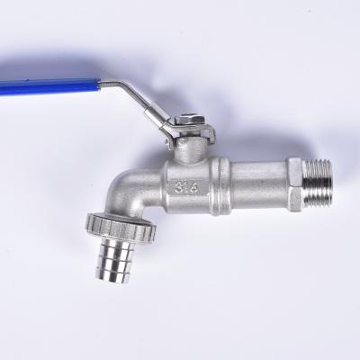 China General Purpose 200psi 2 Way Male Tap Ball Valve With Handle SS316 Lockable Bibcock Ball Valve for sale