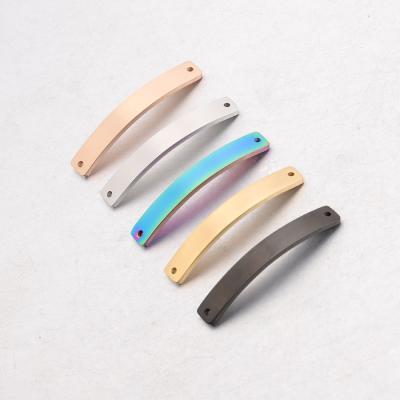 China TRENDY Curved Square Stainless Steel Band Gold Plated Customized Name Bracelet Pendant for sale