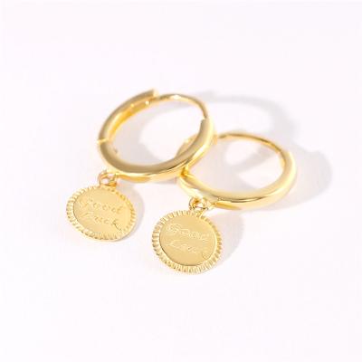 China TRENDY S925 18k Gold Plated Tiny Good Luck Circle Shape Cuff Earrings Stud Earring New Year Gift for sale