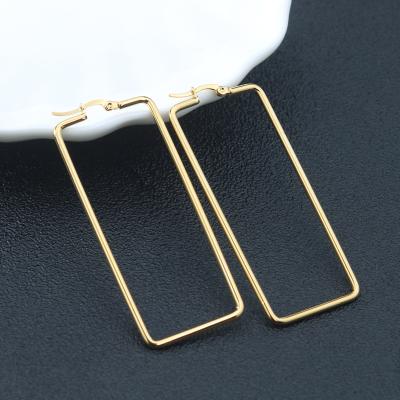 China Classic Simple Popular Geometric Gold Jewelry Fashion Stainless Steel Large Circle Hanging Earrings For Women for sale