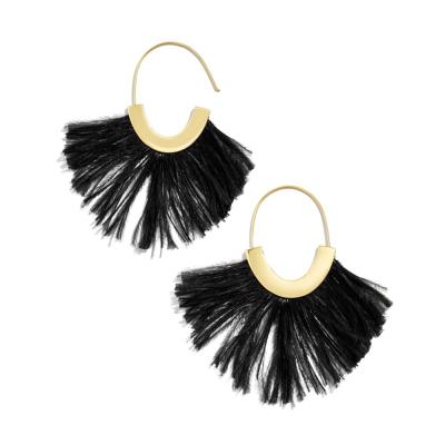 China New Design Ostrich Feather Brand Earrings ZA Luxury Colors Circle Dangle Tassel Earrings Feather Tassel Jewelry for sale