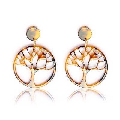 China TRENDY Customized Cellulose Acetate Jewelry Hollow Tree Of Life Acrylic Acetate Earrings For Women for sale