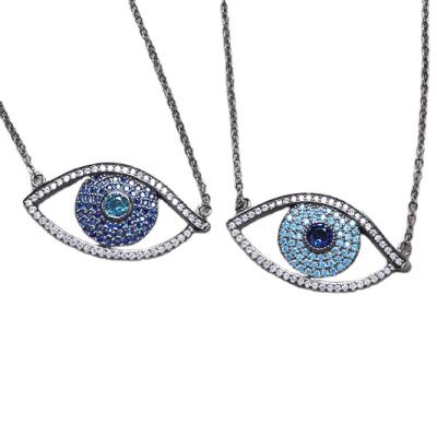 China Hot Selling 2019 Plating Eye Protection Shape Copper Color Crystal Dripping Glue Lady Blue Color Pendant Necklace for sale