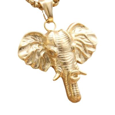 China Trendy Men's Retro Titanium Steel Elephant Personality Punk Punk Stainless Steel Pendant Necklace for sale