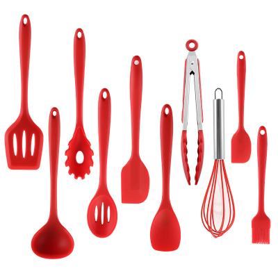 China Home Kitchen Amazon Top Seller Silicone Cooking Utensils 11pcs Kitchen Tools Silicone Set Wood Handle for sale