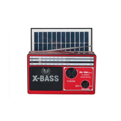 China Portable mini home fm AM switch solar powered radios with speaker and LED light portables receiver support USB/TF music player for sale